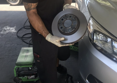 this image shows brake service in Lawrence, KS
